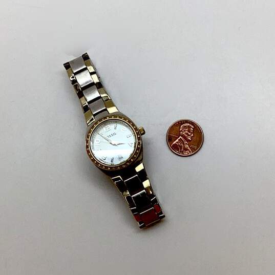 Designer Fossil Colleague AM4183 Two-Tone Analog Round Dial Quartz Wristwatch image number 3