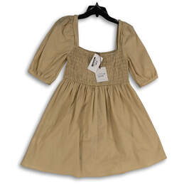 NWT Womens Brown Short Cap Sleeve Square Neck Short A-Line Dress Size 8 alternative image