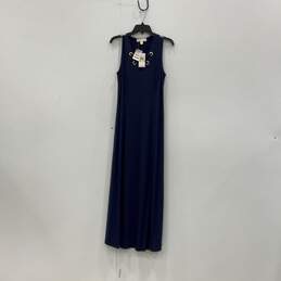 NWT Michael Kors Womens Blue Tie Neck Sleeveless Maxi Dress Size Medium