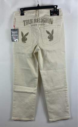 NWT Playboy X True Religion Womens Cream Light Wash Denim Straight Jeans Size 28 alternative image