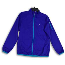 Champion Womens Blue Long Sleeve Full-Zip Training Windbreaker Jacket Size M