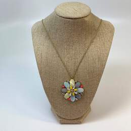 Designer Kate Spade New York Gold-Tone Floral Mandala Crystal Pendant Necklace