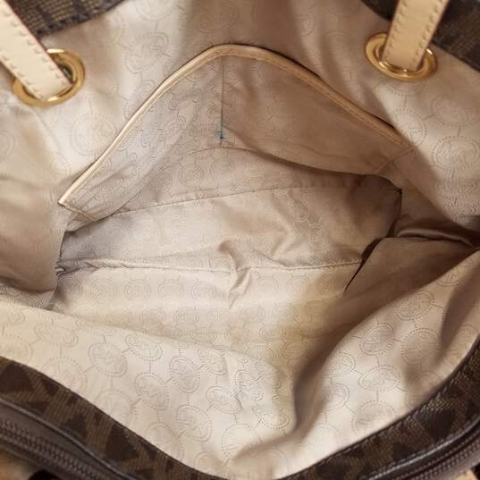 Michael Kors Monogram Leather Tote Bag Brown image number 7