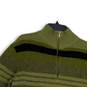 Mens Green Black Striped Long Sleeve 1/4 Zip Pullover Sweater Size Large image number 3
