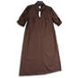 NWT Womens Brown Collared Short Sleeve Pullover Shift Dress Size 2 image number 1