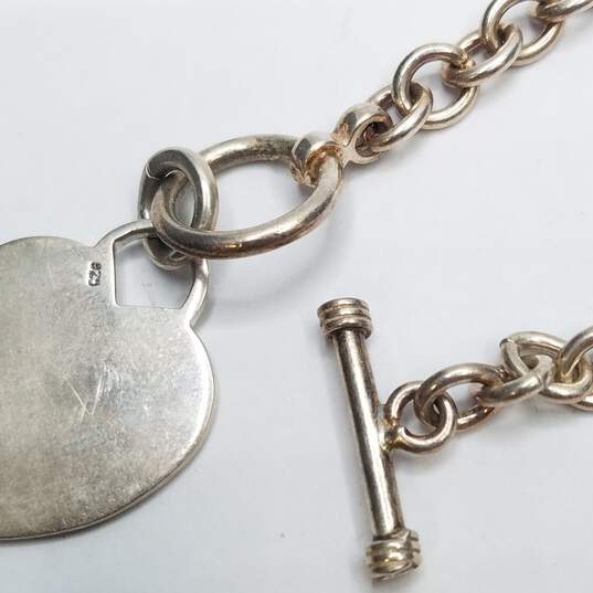 Sterling Silver Rolo Chain Heart Tag 7 1/2in Toggle Bracelet 20.0g image number 5