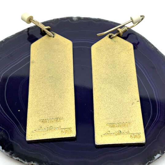 Designer Laurel Burch Umbia Gold-Tone Rectangular Pierced Dangle Earrings image number 3