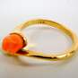 14K Yellow Gold Carved Coral Rose & Pearl Bypass Ring 2.5g image number 5