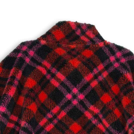 NWT Maurices Womens Red Black Plaid Teddy Sherpa 1/4 Zip Pullover Sweatshirt 3X image number 4