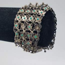 Cortes Mexico Sterling Silver Turquoise Multi Link 8" Bracelet 48.3g alternative image