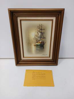 Framed & Signed Tall Ship Oil Painting by Andres Orpinas