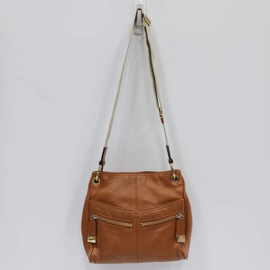 Michael Kors Light Brown Pebble Leather Cross-Body Purse Bag image number 1