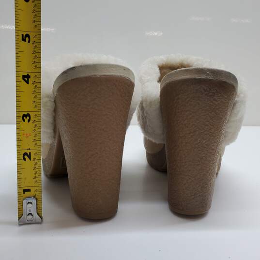 Hunter Sz 6 Bruson Amazonas Leather High Heel Clog Ivory Brazilian Sheepskin image number 4