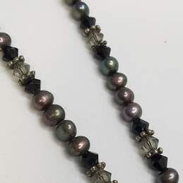 Sterling Silver Hematite Faux Pearl Pendant Necklace 17.7g DAMAGED alternative image