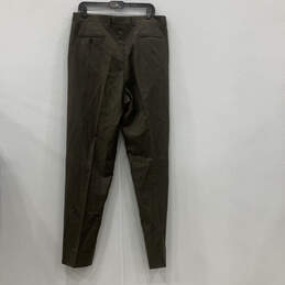 Mens Olive Green Flat Front Slash Pocket Straight Leg Dress Pants Size 36R alternative image