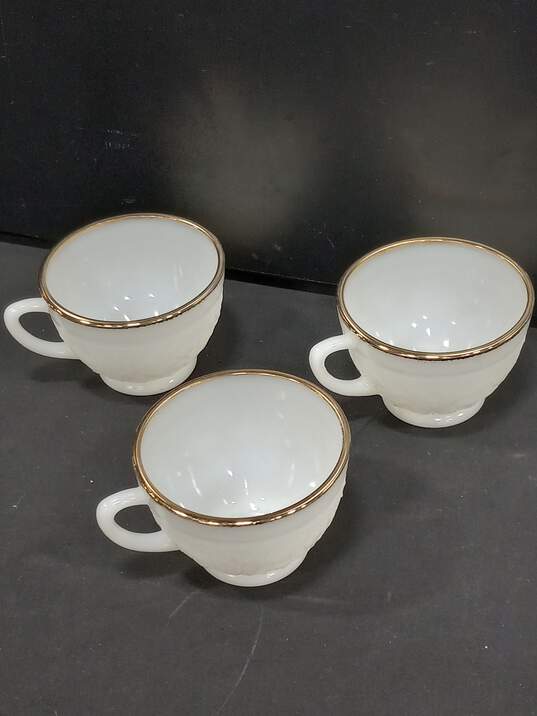 Bundle Of 11 Anchor Hocking White Sandwich White Gold Trim Punch Cups image number 6