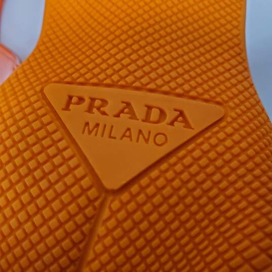 Prada Women's Orange Leather Slingback Pointed Toe Low Heels Size 7 w/COA image number 6