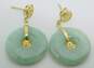 14K Yellow Gold Chinese Jade Disc Drop Earrings 4.4g image number 3