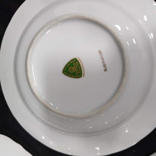 Bundle of 9 Royal Karlsbad Society China Warranted Platinum Blue Fantasy Dinnerware Set Of Saucers, Plates, And Bowls image number 3