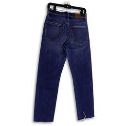 Womens Blue Medium Wash Denim Pockets Raw Hem Skinny Leg Jeans Size 26 alternative image