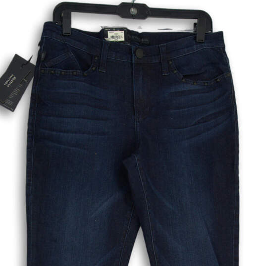 Womens Blue Denim Dark Wash 5-Pocket Design Bootcut Leg Jeans Size 12L image number 4