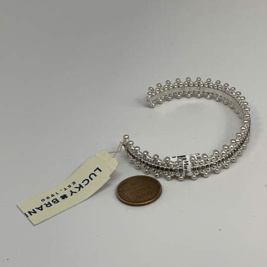 NWT Designer Lucky Brand Silver-Tone Beaded Fashionable Bangle Bracelet image number 3