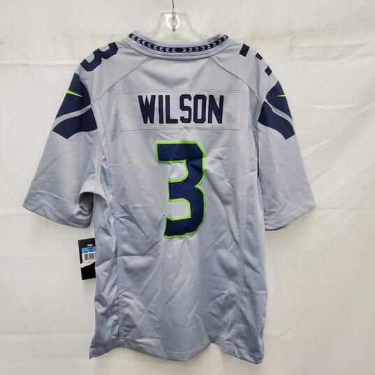 NWT Nike On Field Gray & Blue #3 Russell Wilson Seattle Seahawk Jersey Size M image number 2