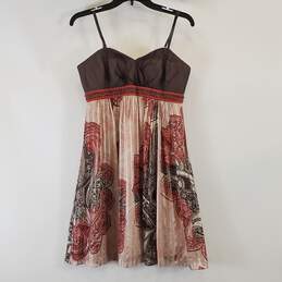 BCBG Brown Paisley Strapless Dress Sz 6 NWT