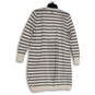 Womens White Striped Knitted Long Sleeve Open Front Cardigan Sweater Sz SP image number 2