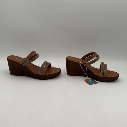 Womens Brown Sequin Open Toe Wedge Heel Slide Sandals Size 7.5 M image number 2