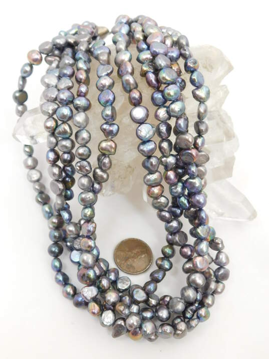 Artisan Silver Tone Multi Strand Pearl Necklace image number 3