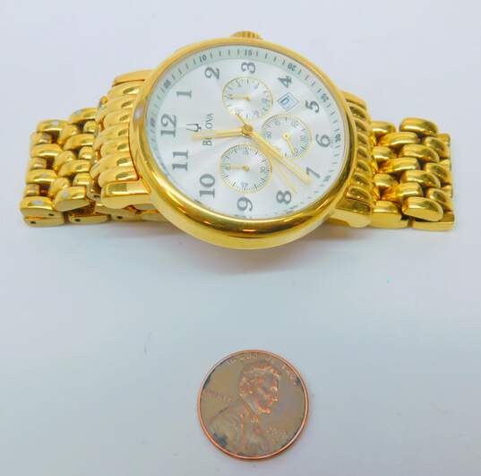 Bulova A6 C965132 Gold Tone Chronograph Men's Dress Watch 125.7g image number 4