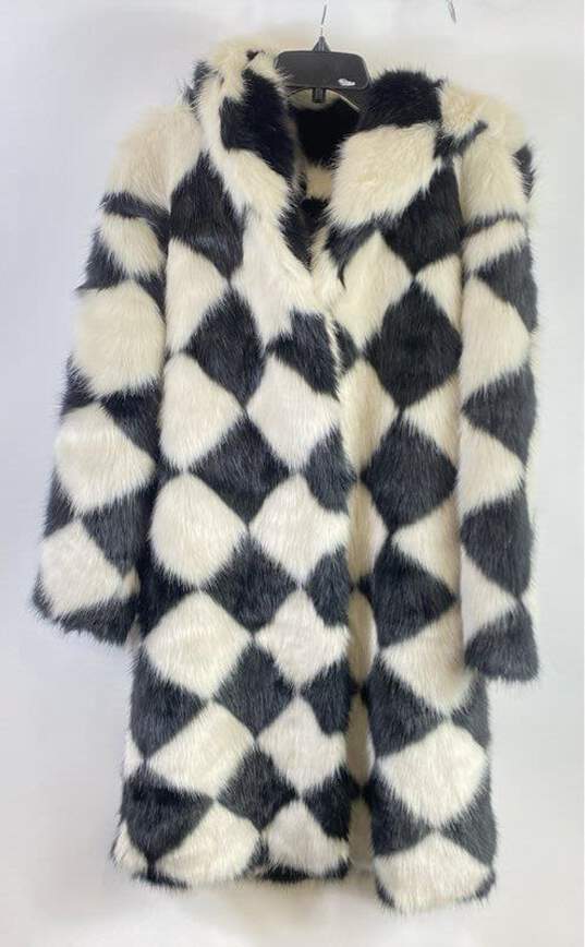 Azalea Wing Women Black Printed Faux Fur Coat L/XL image number 1