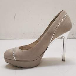 Michael Kors Gray Suede SIlver Metallic Platform Stiletto Pump Heel Shoes Size 7 M alternative image