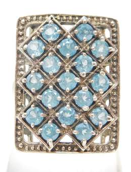 NB Nicky Butler 925 Blue Spinel Faceted Geometric Cluster Rectangle Statement Ring 8.1g alternative image