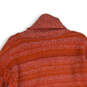 Womens Orange Striped Fringe Marled Turtle Neck Pullover Sweater Size M image number 4