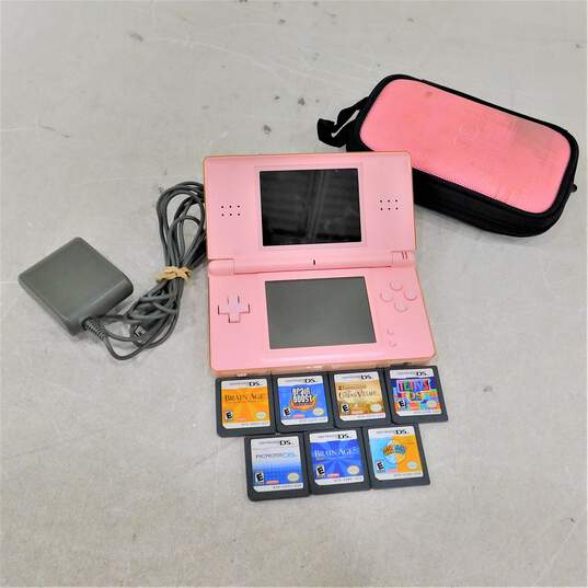 Nintendo DS Lite + case w/ 7 games image number 1