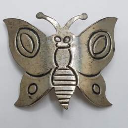 Sterling Silver Detailed Butterfly Brooch 13.5g