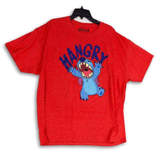 Mens Red Blue Crew Neck Short Sleeve Hangry Pullover T-Shirt Size 2X image number 3