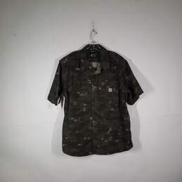 Mens Camouflage Relaxed Fit Short Sleeve Chest Pockets Button-UP Shirt Size 2XL