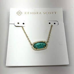 Designer Kendra Scott Gold-Tone Blue Crystal Pendant Necklace w/ Dust Bag alternative image