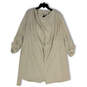 Womens Beige Roll Tab Sleeve Waist Belt Pockets Open-Front Jacket Size L image number 1