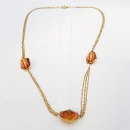 Gold Filled Faceted Glass 3 Strand Necklace 11.4g alternative image