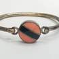 Sterling Silver Coral Onyx Inlay 7" Tension Bracelet 28.8g image number 4