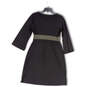 Womens Black Gold Trim 3/4 Flared Sleeve Knee Length A-Line Dress Size M image number 2