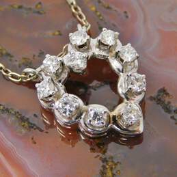 14K White Gold 0.80 CTTW Round Diamond Open Heart Pendant Necklace 6.4g