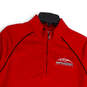 Mens Red Mock Neck Long Sleeve 1/4 Zip Pullover Athletic Jacket Size S image number 3