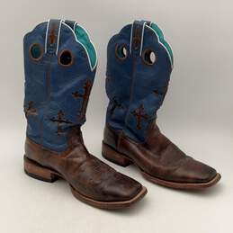 Ariat Mens 10007679 Blue Brown Leather Mid-Calf Cowboy Western Boot Size 10.5D