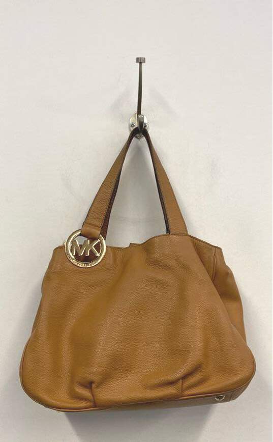 Michael Kors Fulton Tan Leather Shoulder Tote Bag image number 1