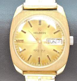 VNTG Men's Helbros Invincible 17j Gold Tone Automatic Mechanical Calendar Watch alternative image